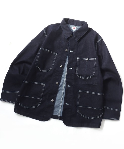 HANES（ヘインズ）の「Hanes/へインズ COVERALL DENIM JACKET/レギュラーフィット ストレッチ デニムジャケット/カバーオール/レディース メンズ（デニムジャケット・メンズ・ブルー/サックスブルー/ネイビー/ブラック・S/LL/M/L）」の12枚目の写真