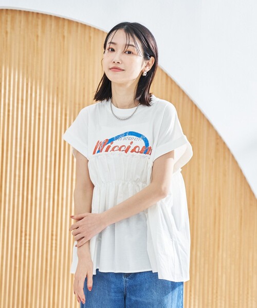 coen（コーエン）の「布帛ドッキングコットンロゴプリントT（Tシャツ/カットソー・レディース・その他1/シャーベット/オフホワイト/ダークグレー・L/M）」の22枚目の写真