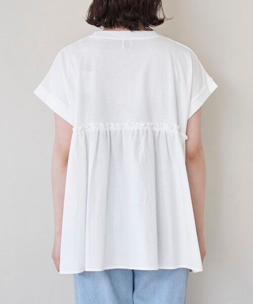 coen（コーエン）の「布帛ドッキングコットンロゴプリントT（Tシャツ/カットソー・レディース・その他1/シャーベット/オフホワイト/ダークグレー・L/M）」の16枚目の写真