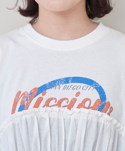 coen（コーエン）の「布帛ドッキングコットンロゴプリントT（Tシャツ/カットソー・レディース・その他1/シャーベット/オフホワイト/ダークグレー・L/M）」の17枚目の写真