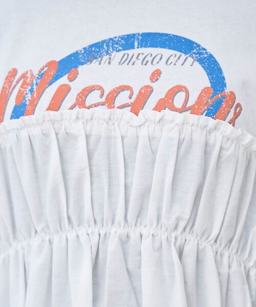 coen（コーエン）の「布帛ドッキングコットンロゴプリントT（Tシャツ/カットソー・レディース・その他1/シャーベット/オフホワイト/ダークグレー・L/M）」の20枚目の写真