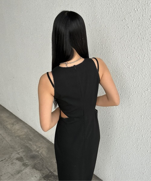 LVEU.(ラブユ.)の「【LVEU.】カットアウトノースリーブワンピース / ワンピース ワンピ ロング ストレッチ ストレート タイト リブ ラメ カットアウト ノースリーブ シンプル モード ブラック フリーサイズ Sサイズ(ワンピース・レディース・ブラック・FREE/S)」の7枚目の写真