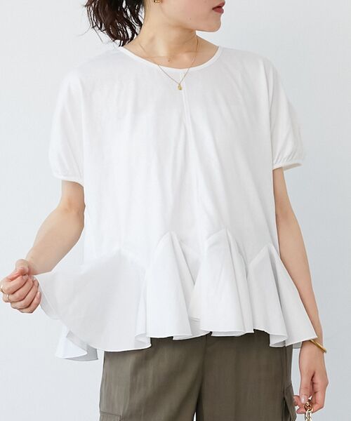 le.coeur blanc(ルクールブラン)の「TORRAZZO DONNA裾フレアートップス(Tシャツ/カットソー・レディース・ホワイト/ブラック・38)」の15枚目の写真
