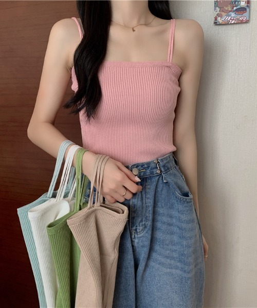 Teem Store(チームストア)の「ダブルストラップニットリブキャミソール(キャミソール・レディース・ブラック/ベージュ/ホワイト/ピンク/ブルー・F)」の17枚目の写真