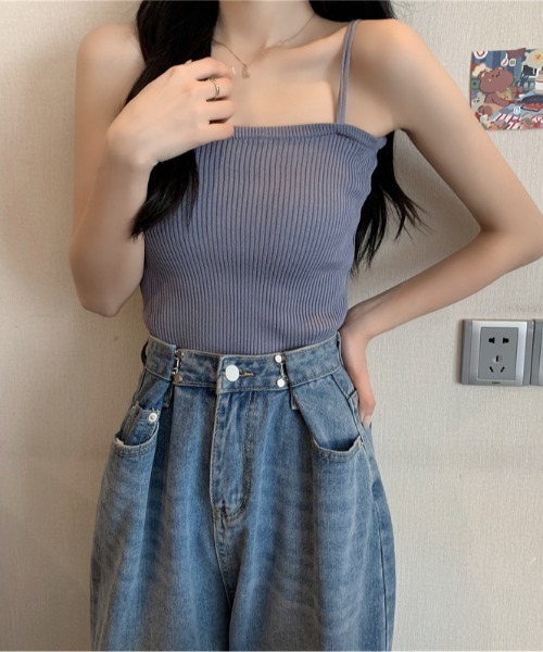 Teem Store(チームストア)の「ダブルストラップニットリブキャミソール(キャミソール・レディース・ブラック/ベージュ/ホワイト/ピンク/ブルー・F)」の14枚目の写真