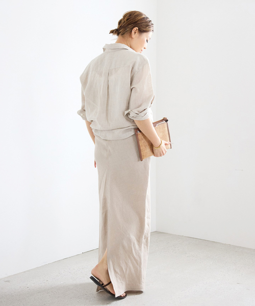 Deuxieme Classe(ドゥーズィエムクラス)の「*LINEN WASH CACHE シャツ(シャツ/ブラウス・レディース・スカイブルー/ベージュ/ネイビー・FREE)」の10枚目の写真