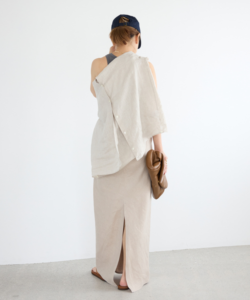 Deuxieme Classe(ドゥーズィエムクラス)の「*LINEN WASH CACHE シャツ(シャツ/ブラウス・レディース・スカイブルー/ベージュ/ネイビー・FREE)」の12枚目の写真