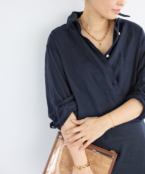 Deuxieme Classe(ドゥーズィエムクラス)の「*LINEN WASH CACHE シャツ(シャツ/ブラウス・レディース・スカイブルー/ベージュ/ネイビー・FREE)」の14枚目の写真