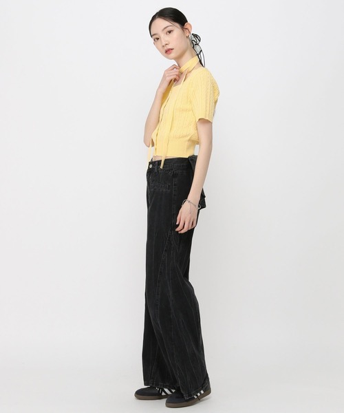 3.3 Field Trip （3.3フィールドトリップ）の「3.3 Field Trip／マフラー付きニット半袖カーディガン（Tシャツ/カットソー・レディース・ブルー/ネイビー/イエロー/レッド/ブラック・FREE）」の7枚目の写真