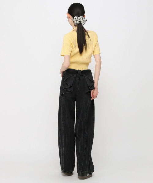 3.3 Field Trip （3.3フィールドトリップ）の「3.3 Field Trip／マフラー付きニット半袖カーディガン（Tシャツ/カットソー・レディース・ブルー/ネイビー/イエロー/レッド/ブラック・FREE）」の8枚目の写真