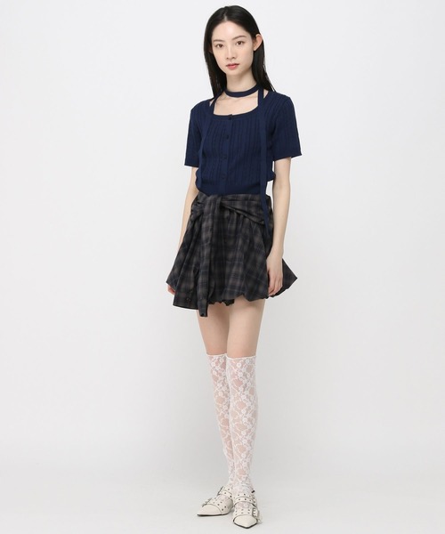 3.3 Field Trip （3.3フィールドトリップ）の「3.3 Field Trip／マフラー付きニット半袖カーディガン（Tシャツ/カットソー・レディース・ブルー/ネイビー/イエロー/レッド/ブラック・FREE）」の13枚目の写真