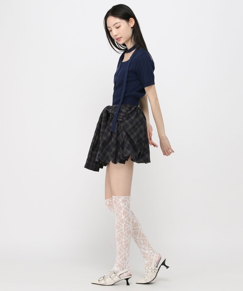 3.3 Field Trip （3.3フィールドトリップ）の「3.3 Field Trip／マフラー付きニット半袖カーディガン（Tシャツ/カットソー・レディース・ブルー/ネイビー/イエロー/レッド/ブラック・FREE）」の15枚目の写真