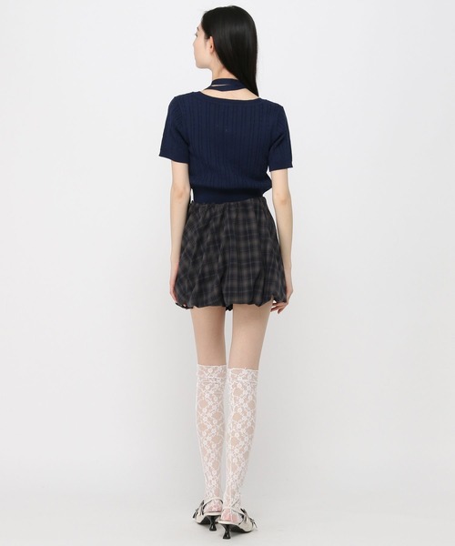 3.3 Field Trip （3.3フィールドトリップ）の「3.3 Field Trip／マフラー付きニット半袖カーディガン（Tシャツ/カットソー・レディース・ブルー/ネイビー/イエロー/レッド/ブラック・FREE）」の17枚目の写真