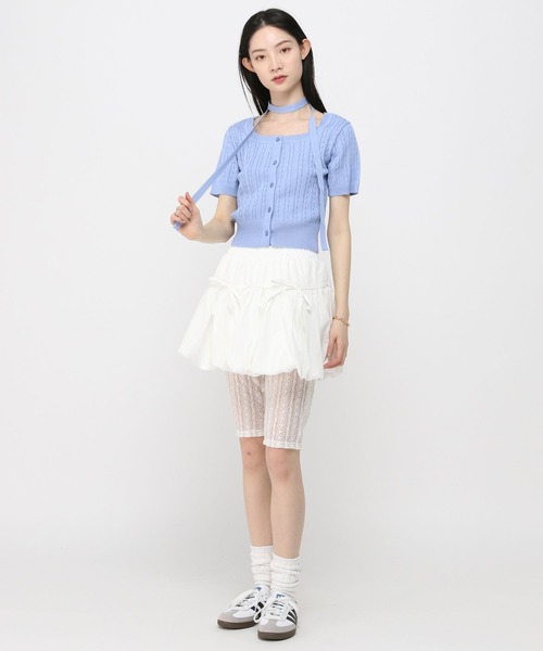 3.3 Field Trip （3.3フィールドトリップ）の「3.3 Field Trip／マフラー付きニット半袖カーディガン（Tシャツ/カットソー・レディース・ブルー/ネイビー/イエロー/レッド/ブラック・FREE）」の19枚目の写真