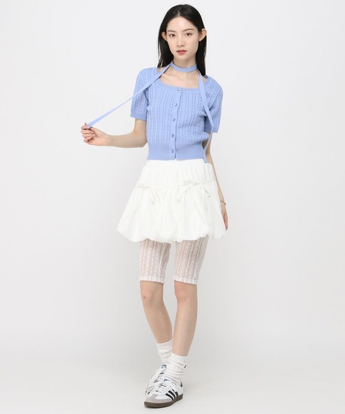 3.3 Field Trip （3.3フィールドトリップ）の「3.3 Field Trip／マフラー付きニット半袖カーディガン（Tシャツ/カットソー・レディース・ブルー/ネイビー/イエロー/レッド/ブラック・FREE）」の20枚目の写真