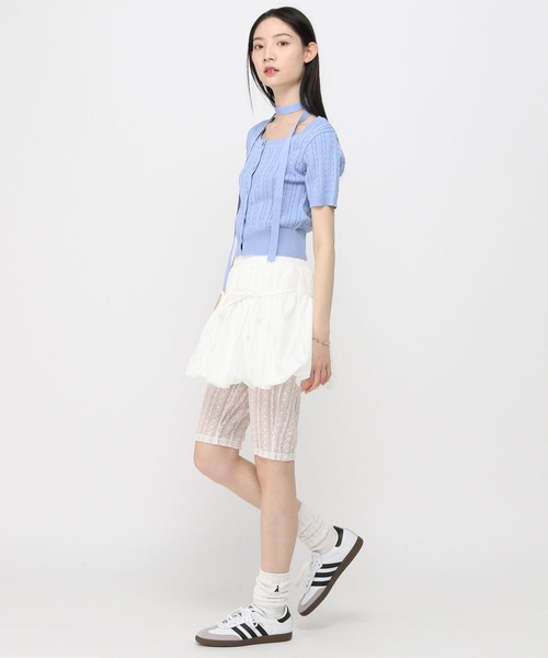 3.3 Field Trip （3.3フィールドトリップ）の「3.3 Field Trip／マフラー付きニット半袖カーディガン（Tシャツ/カットソー・レディース・ブルー/ネイビー/イエロー/レッド/ブラック・FREE）」の21枚目の写真