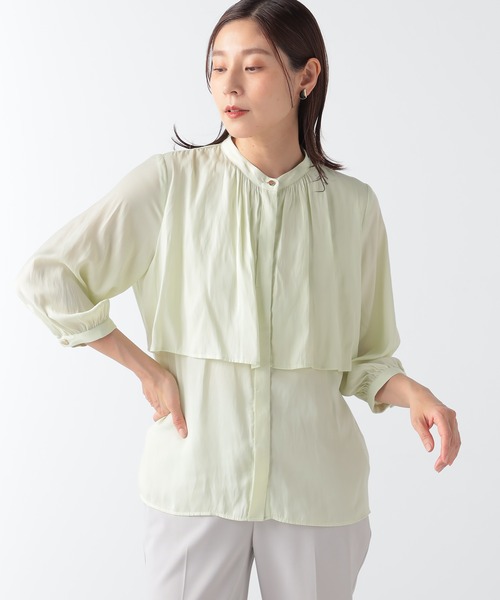 GALLORIA(ギャローリア)の「ケープ風ブラウス(シャツ/ブラウス・レディース・レモンイエロー/ライトグレー・LL/S/M/L)」の1枚目の写真