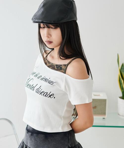 WEGO(ウィゴー)の「WEGO/ドッキングオフショルデザインちびT(Tシャツ/カットソー・レディース・ブラック/ホワイト・FREE)」の8枚目の写真