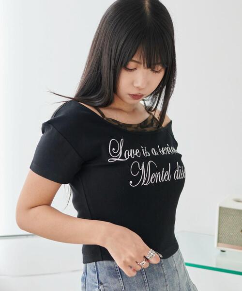 WEGO(ウィゴー)の「WEGO/ドッキングオフショルデザインちびT(Tシャツ/カットソー・レディース・ブラック/ホワイト・FREE)」の12枚目の写真