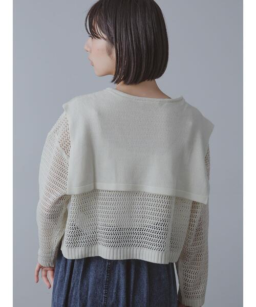 ehka sopo（エヘカソポ）の「セーラーカラーメッシュカーディガン（カーディガン/ボレロ・レディース・ブラック/ミント/オフホワイト・F）」の2枚目の写真