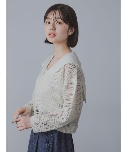 ehka sopo（エヘカソポ）の「セーラーカラーメッシュカーディガン（カーディガン/ボレロ・レディース・ブラック/ミント/オフホワイト・F）」の11枚目の写真