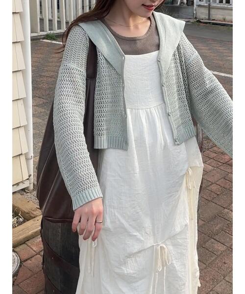 ehka sopo（エヘカソポ）の「セーラーカラーメッシュカーディガン（カーディガン/ボレロ・レディース・ブラック/ミント/オフホワイト・F）」の9枚目の写真