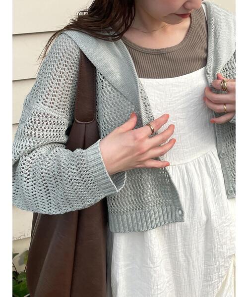 ehka sopo（エヘカソポ）の「セーラーカラーメッシュカーディガン（カーディガン/ボレロ・レディース・ブラック/ミント/オフホワイト・F）」の7枚目の写真