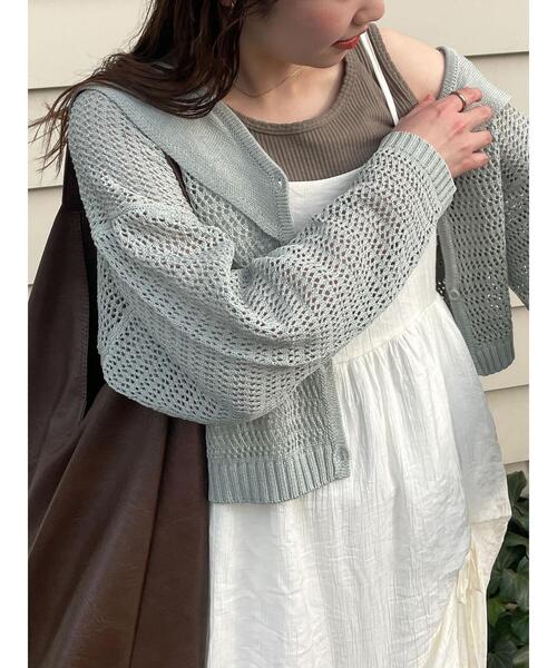 ehka sopo（エヘカソポ）の「セーラーカラーメッシュカーディガン（カーディガン/ボレロ・レディース・ブラック/ミント/オフホワイト・F）」の6枚目の写真