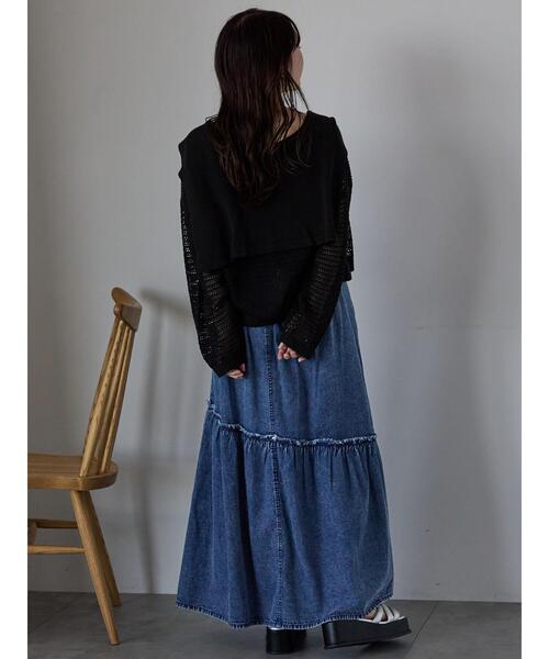 ehka sopo（エヘカソポ）の「セーラーカラーメッシュカーディガン（カーディガン/ボレロ・レディース・ブラック/ミント/オフホワイト・F）」の20枚目の写真