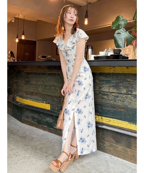 藤井サチコラボ】デルフィニウムフラワーワンピース（ワンピース