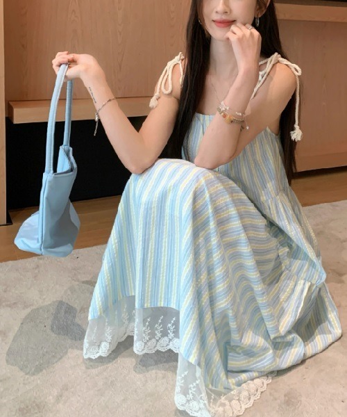 Ritomo De Ricco(リトモ・デ・リコ)の「ストライプサマードレス(ワンピース・レディース・ライトブルー・FREE)」の5枚目の写真