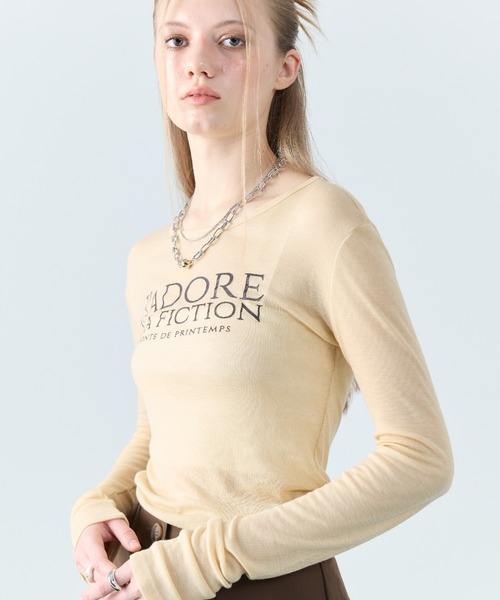 LARTIGENT(ラーティゼン)の「L8 JADORE SLIM T-SHIRT(Tシャツ/カットソー・レディース・グリーン/ピンク/ベージュ/ネイビー/ブラック・FREE)」の3枚目の写真