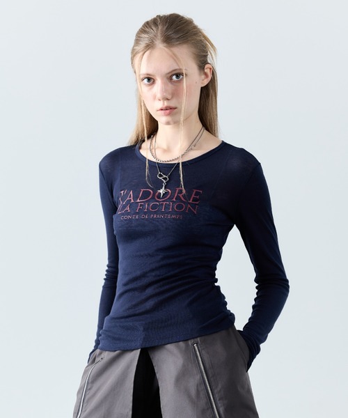 LARTIGENT(ラーティゼン)の「L8 JADORE SLIM T-SHIRT(Tシャツ/カットソー・レディース・グリーン/ピンク/ベージュ/ネイビー/ブラック・FREE)」の1枚目の写真