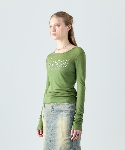 LARTIGENT(ラーティゼン)の「L8 JADORE SLIM T-SHIRT(Tシャツ/カットソー・レディース・グリーン/ピンク/ベージュ/ネイビー/ブラック・FREE)」の18枚目の写真