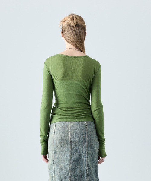 LARTIGENT(ラーティゼン)の「L8 JADORE SLIM T-SHIRT(Tシャツ/カットソー・レディース・グリーン/ピンク/ベージュ/ネイビー/ブラック・FREE)」の19枚目の写真