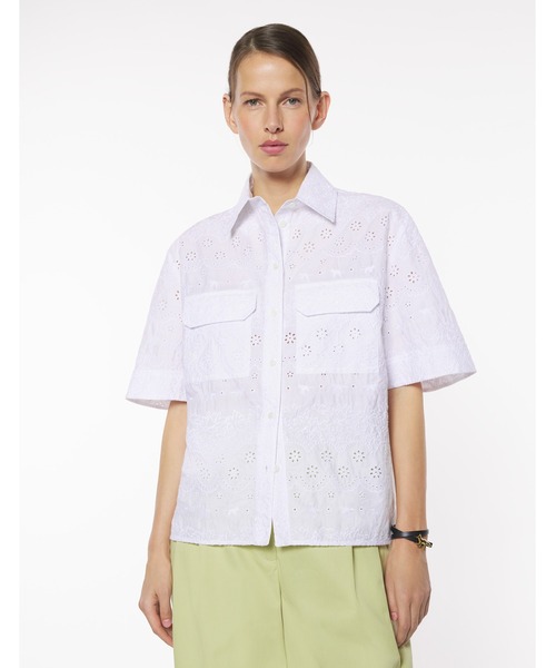 セール】BRODERIE ANGLAISE BOXY SHORT SLEEVE SHIRT（シャツ