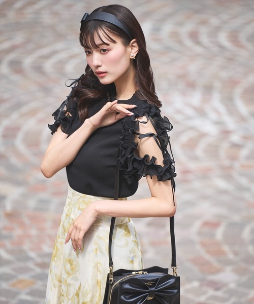 新品未使用　タグ付　SWINGLE 春夏　ツイードスカート　オフホワイト セール】シアーメッシュBIGフラワースカート（スカート
