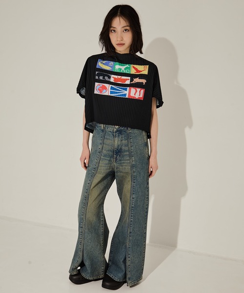 YOHEI OHNO（ヨウヘイオオノ）の「【YOHEI OHNO/ヨウヘイオオノ】Pleats T-shirt/プリーツTシャツ（Tシャツ/カットソー・レディース・ホワイト/ブラック・36）」の15枚目の写真