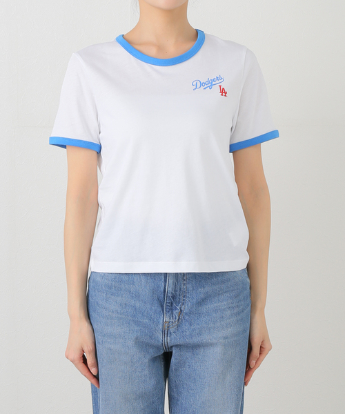 SPORTY&RICH(スポーティアンドリッチ)の「SPORTY&RICH / スポーティアンドリッチ DODGERS SERIF RINGER T-SHIRT(Tシャツ/カットソー・レディース・ブルー・SMALL/X-SMALL)」の7枚目の写真