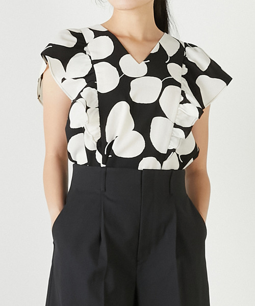 リーフドットプリントブラウス（セットアップ可）（シャツ/ブラウス  
