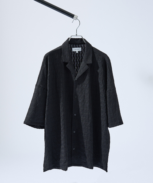 ABAHOUSE（アバハウス）の「シャーリングケーブル リラックスシャツ/オープンカラーシャツ（シャツ/ブラウス・メンズ・ホワイト/ブラック/モスグリーン・48/44/46）」の13枚目の写真