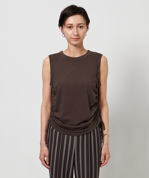 サイドシャーリング ノースリーブカットソー（Tシャツ