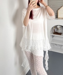 アシンメトリーレース 半袖Tシャツ