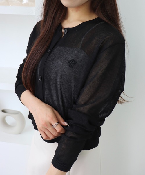 INGNI(イング)の「【WEB限定】胸ロゴシアーニットカーディガン(カーディガン/ボレロ・レディース・ブラック×ブラック/ホワイト×ホワイト/グレー×ホワイト/ピンク系2/サックスブルー系・M)」の12枚目の写真