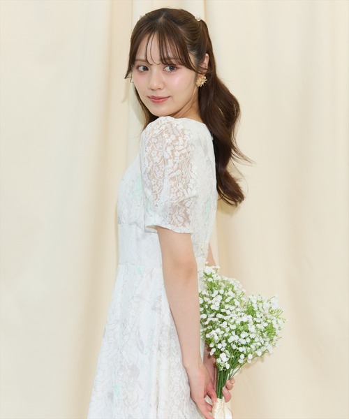 WILLSELECTION（ウィルセレクション）の「ニュアンスフラワーレースプリントワンピース（ワンピース・レディース・ホワイト系その他/レッド系その他/ブルー系その他・FREE）」の2枚目の写真