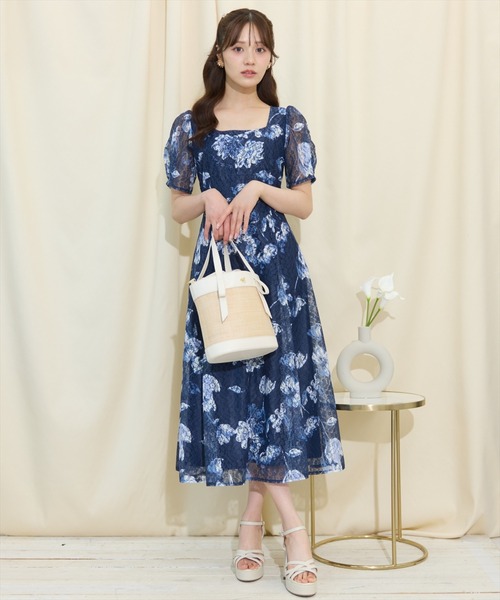 WILLSELECTION（ウィルセレクション）の「ニュアンスフラワーレースプリントワンピース（ワンピース・レディース・ホワイト系その他/レッド系その他/ブルー系その他・FREE）」の3枚目の写真