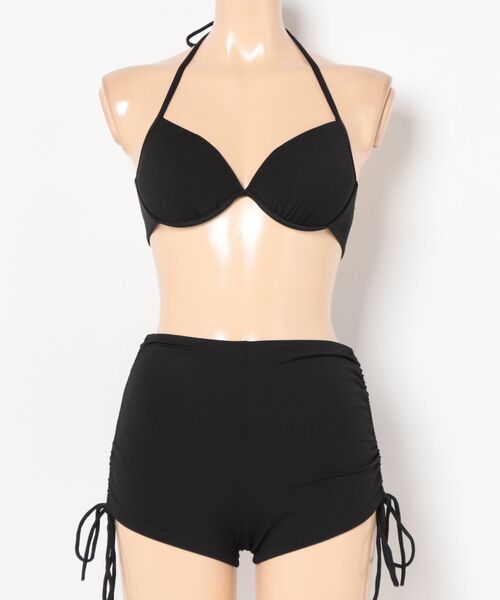 Ritzy(リッツィー)の「ボーダー ホルターネック ハイウエストビキニ 3点セット水着(水着・レディース・ブラック・M/L)」の2枚目の写真