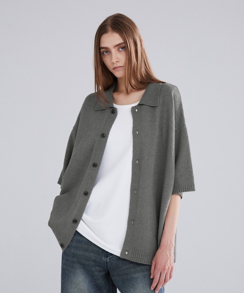 LUENNA（ルエナ）の「【LUENNA】Soft Pile Knit Shirt / ソフトパイルニットシャツ（ニット/セーター・メンズ・チャコールグレー/ネイビー・L/M）」の7枚目の写真