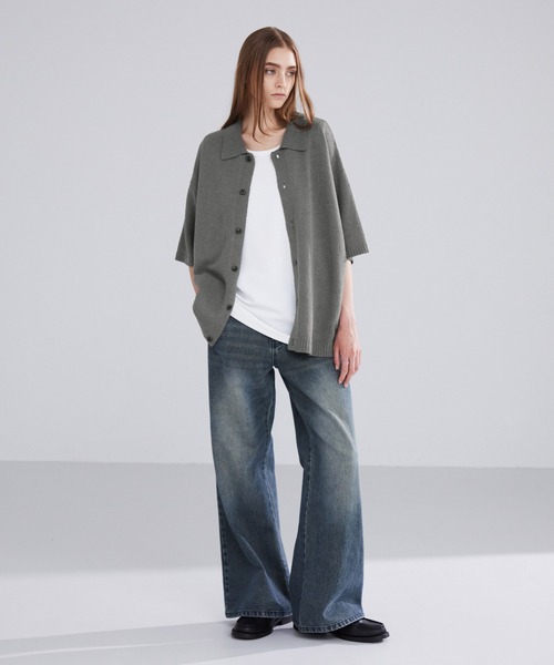 LUENNA（ルエナ）の「【LUENNA】Soft Pile Knit Shirt / ソフトパイルニットシャツ（ニット/セーター・メンズ・チャコールグレー/ネイビー・L/M）」の8枚目の写真