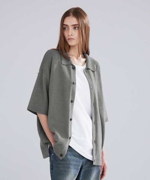 LUENNA（ルエナ）の「【LUENNA】Soft Pile Knit Shirt / ソフトパイルニットシャツ（ニット/セーター・メンズ・チャコールグレー/ネイビー・L/M）」の9枚目の写真